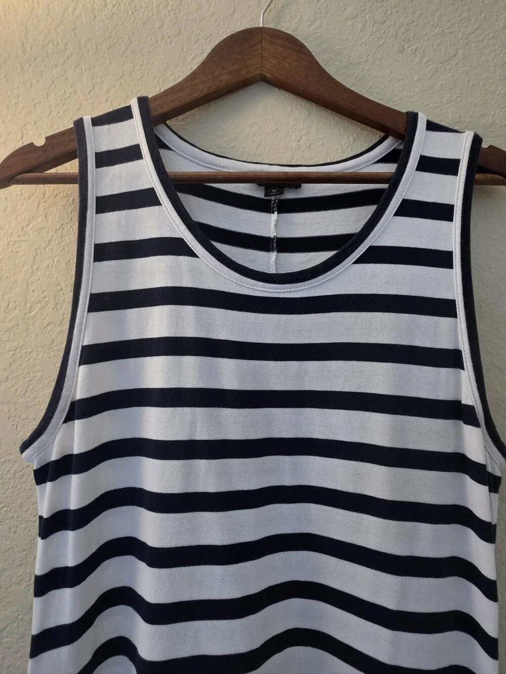 J.‎ Crew Maxi Tank Dress Womens Medium Black White Stripe High Low Hem Nautical